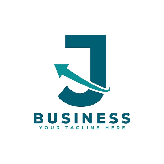 Letra J con Swoosh Arrow Up Logo para Brand Identity Travel Start up Logistic Business Logo