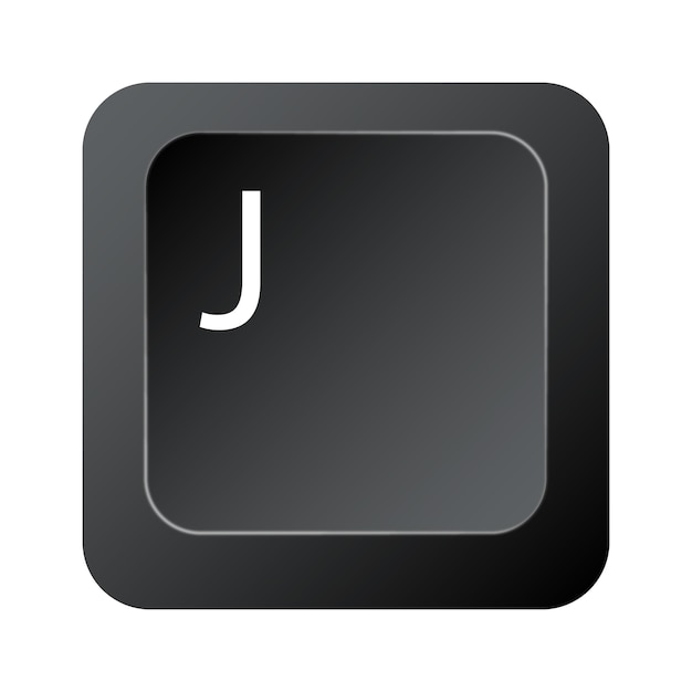 La letra J del teclado negro