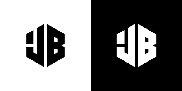 Letra jb polígono diseño de logotipo minimalista y profesional hexagonal sobre fondo blanco y negro