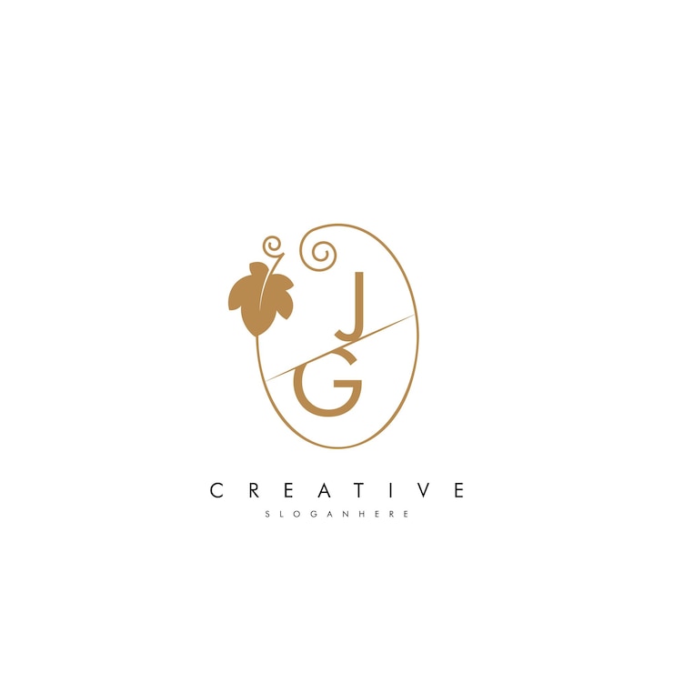 Vector letra jg gj diseño de monograma floral sencillo y elegante