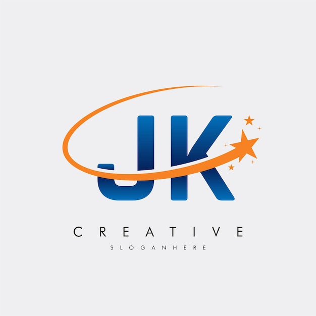 Letra JK KJ Estrella Logotipo e icono Diseño de ilustraciones vectoriales de plantilla