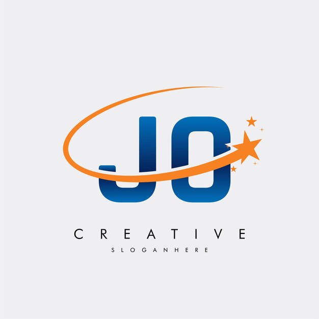 Letra JO OJ Estrella Logotipo e icono Diseño de ilustraciones vectoriales de plantilla