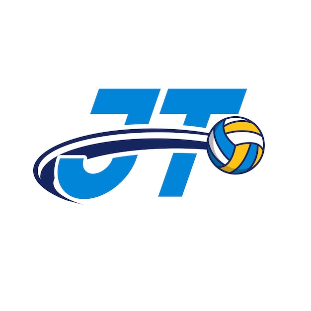 Letra jt voleibol logo vector diseño