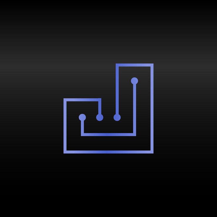 Vector letra jvector tecnología fuente alfabeto digital elemento aislado microchip logo circuito electrónico signo