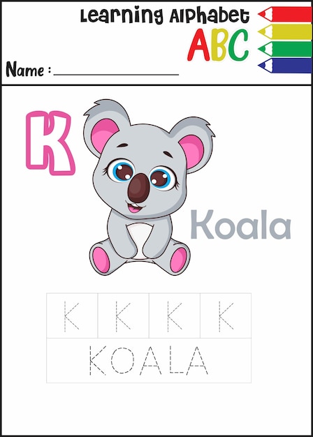 Vector la letra k del alfabeto es koalacute koala