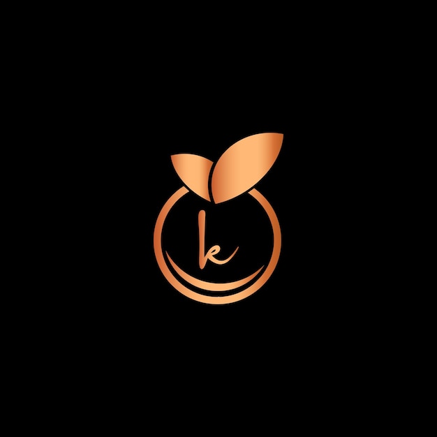 Letra K fruta naranja icono vector logo simple y moderno