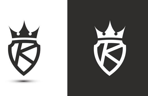 Letra K iniciales logotipo de firma logotipo elegante icono diseño vectorial signo de corona de escudo de lujo