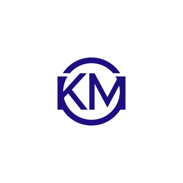 la letra K y la M o el icono del logotipo M K en forma de círculo redondo