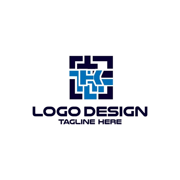 Letra K con vector de diseño de logotipo de tecnología barqode