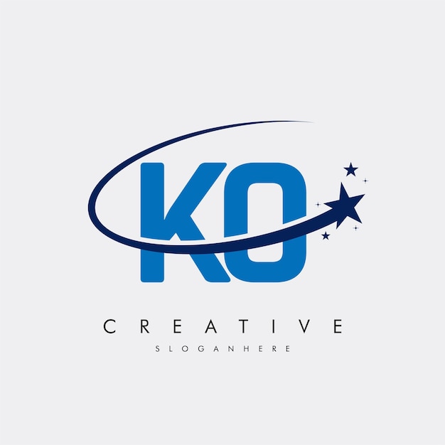 Letra KO OK Estrella Logotipo e icono Diseño de ilustraciones vectoriales de plantilla