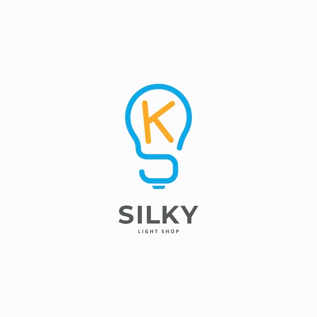Letra KS o SK bombilla de luz forma simple lineal diseño de logotipo elegante ilustración de icono vectorial