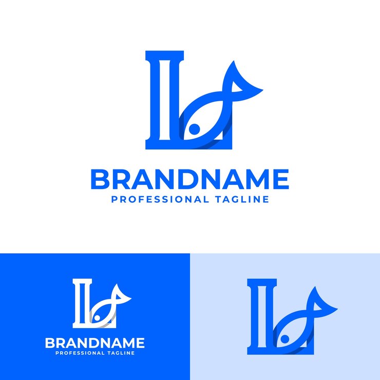 Vector la letra l fish logotipo adecuado para empresas relacionadas con el pescado con la inicial l