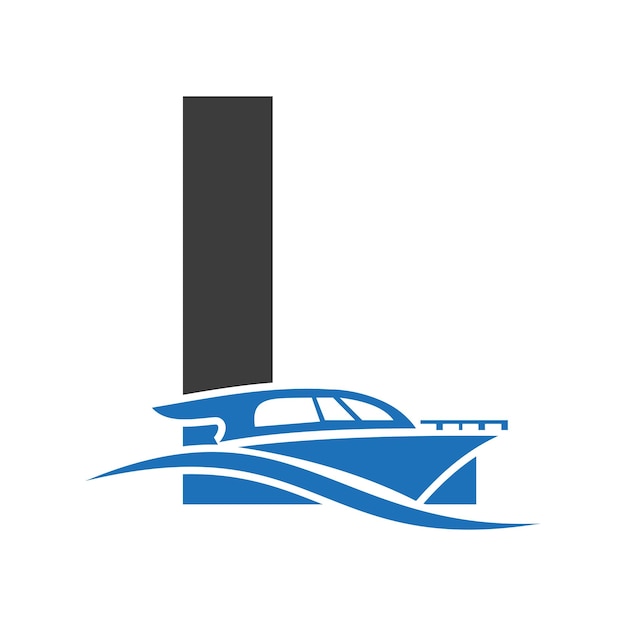La letra L del logotipo del barco Concepto para el envío de veleros Símbolo Signo de yate