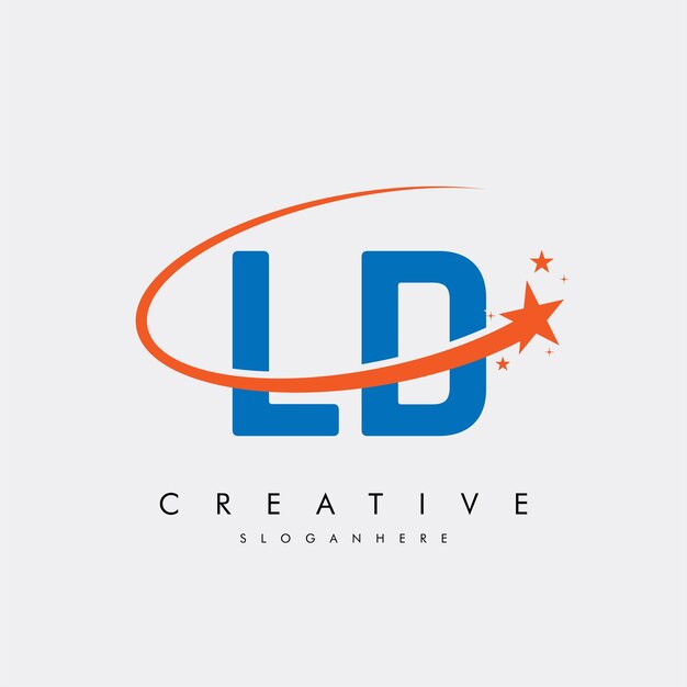 Letra LD DL Estrella Logotipo e icono Diseño de ilustraciones vectoriales de plantilla