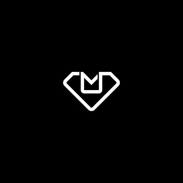 La letra lineal VM o el logotipo de diamante MW con fondo negro