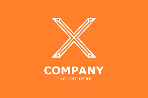 letra lineal x logotipo sobre un fondo naranja