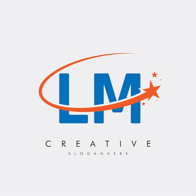 Letra LM ML Estrella Logotipo e icono Diseño de ilustraciones vectoriales de plantilla