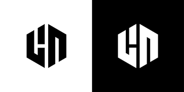 Letra LN polígono Diseño de logotipo minimalista y profesional hexagonal sobre fondo blanco y negro