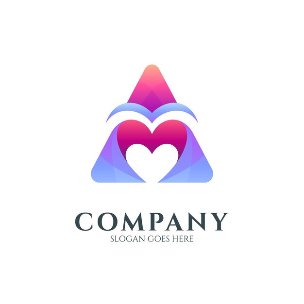 Letra A y logo de corazón o amor.