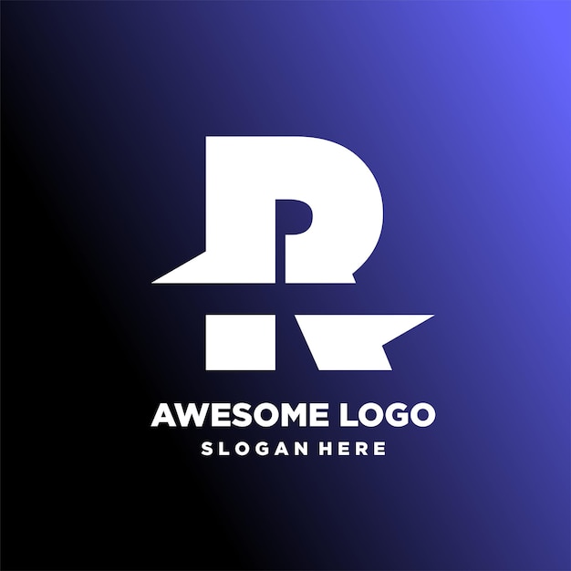 Vector letra logo minimalista lujo diseño degradado estilo