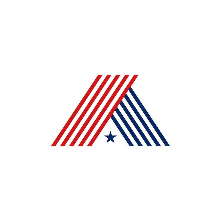 Vector la letra a y el logotipo de la bandera estadounidense ilustración vectorial