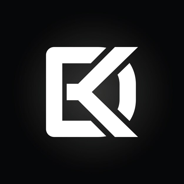 Letra del logotipo DK con dos lados diferentes Diseño de plantilla vectorial negativa o en blanco y negro