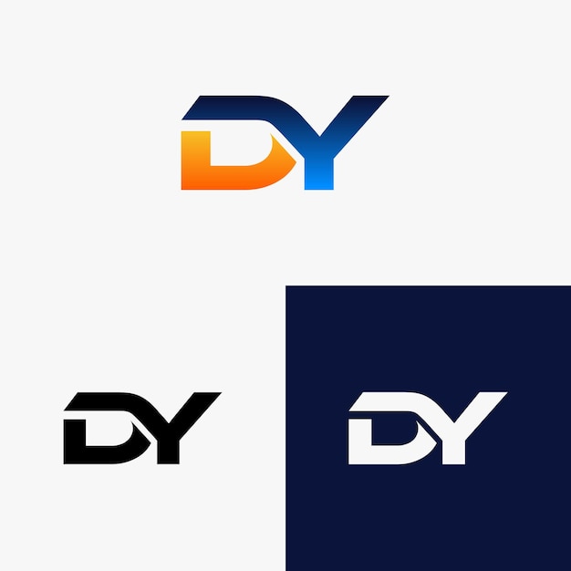 Letra del logotipo inicial de DY con estilo degradado colorido
