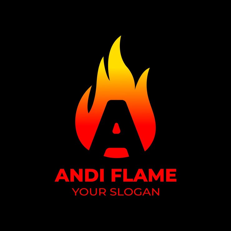 Vector letra un logotipo de llama