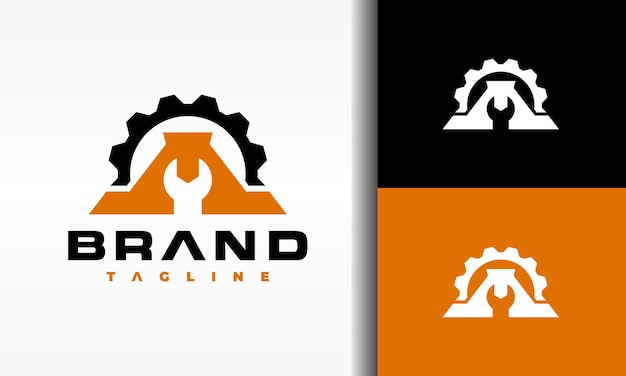 Una letra del logotipo de la llave de engranajes
