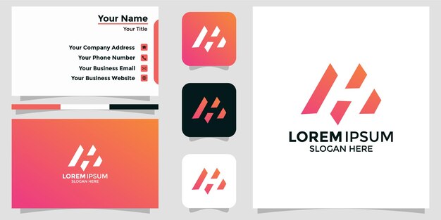 Letra de logotipo minimalista MH y spa y tarjeta de marca