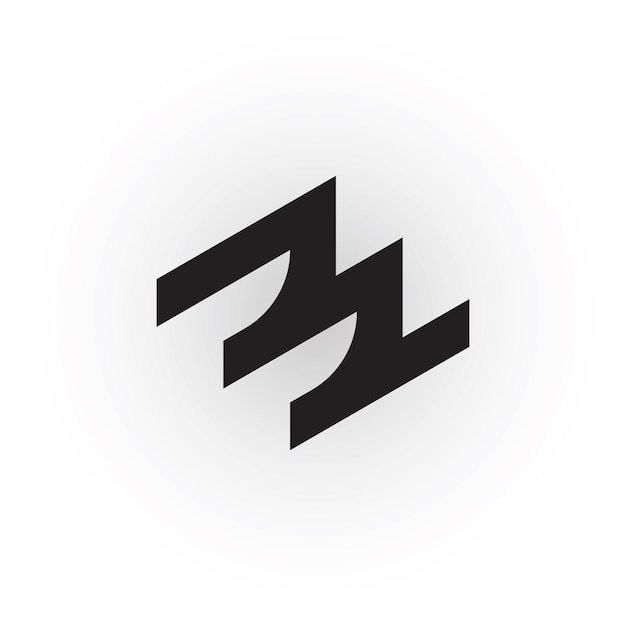 La letra del logotipo del monograma abstracto ME o EM en color negro está aislada en un fondo blanco