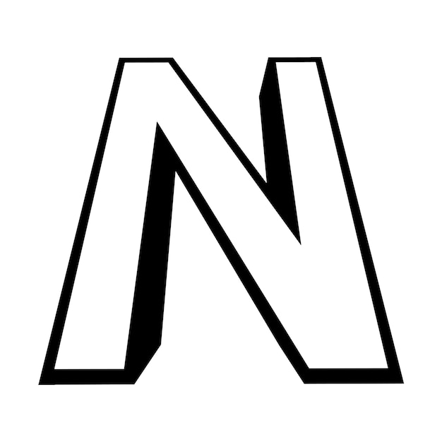 La letra del logotipo n es alta, la letra de la fuente es delgada, la altura de la perspectiva n