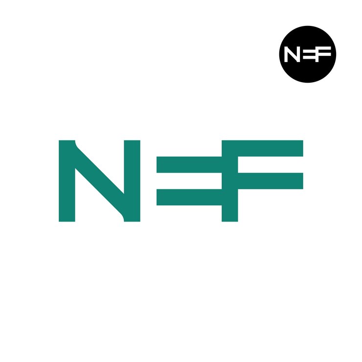 Vector la letra del logotipo nef es el espacio negativo