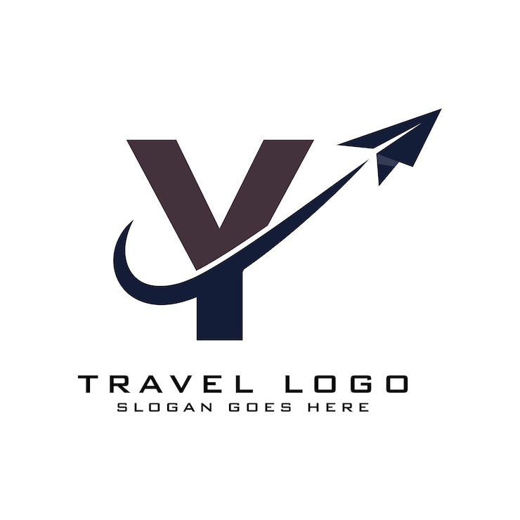 Vector letra y logotipo de viaje alfabeto y ícono de avión para agencia de viajes