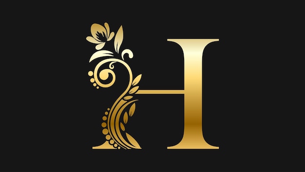 Letra de lujo h nombre dorado concepto de diseño de logotipo moderno inicial para una marca o empresa