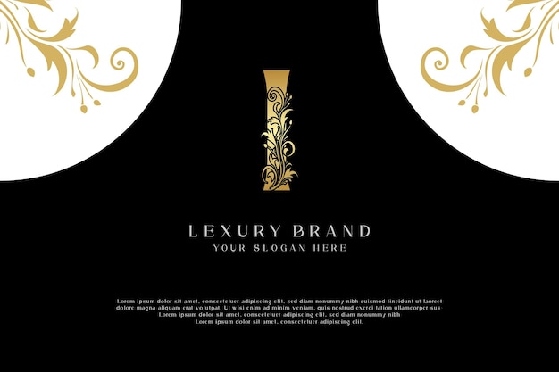 letra de lujo i nombre dorado inicial diseño de logotipo moderno