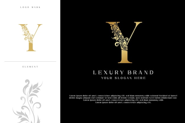 letra de lujo y nombre dorado inicial diseño de logotipo moderno