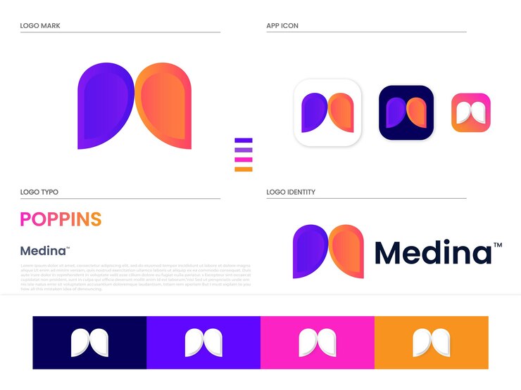 Letra M diseño de logotipo moderno letra M logotipo degradado para identidad de marca