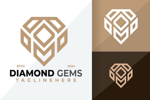 La letra M, las gemas de diamante, el símbolo, el logotipo, el icono, el diseño vectorial, la ilustración.