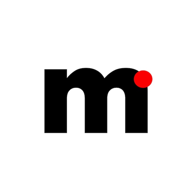 Letra M con icono de monograma M de empresa de punto rojo