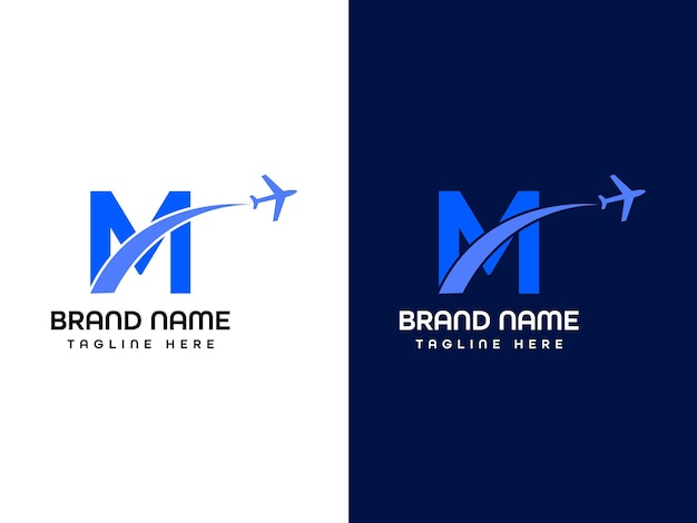 La letra M Logo de la hoja El logotipo del avión Modelo de diseño