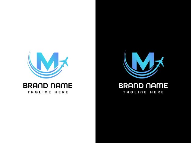 La letra M Logo de la hoja El logotipo del avión Modelo de diseño