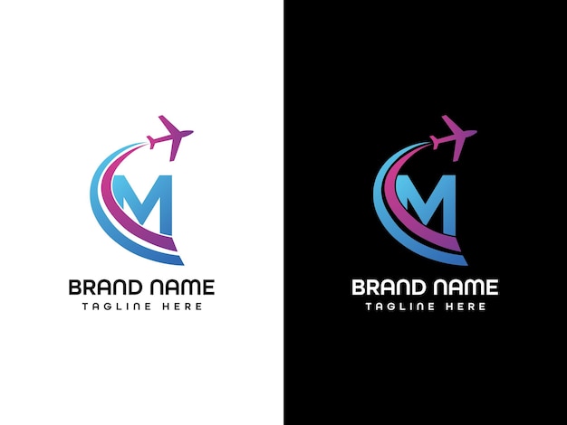 La letra M Logo de la hoja El logotipo del avión Modelo de diseño