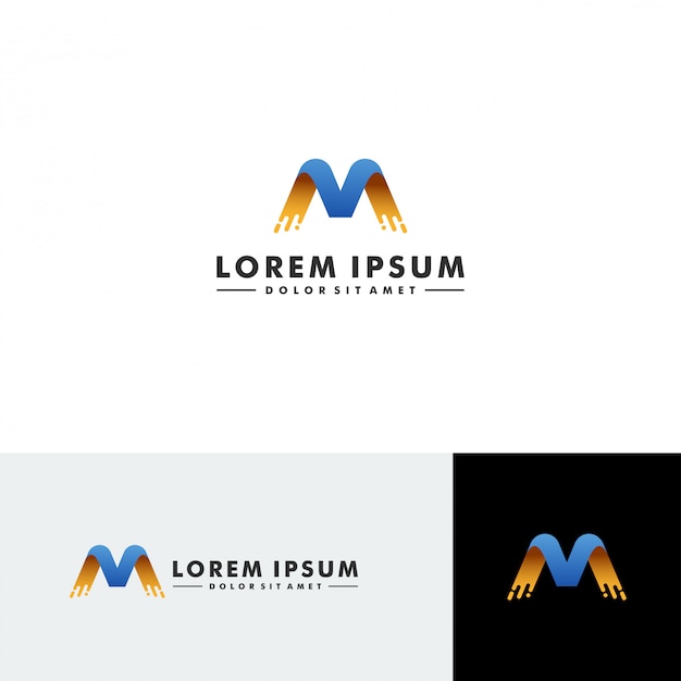 Letra M logo tecnología icono diseño vectorial