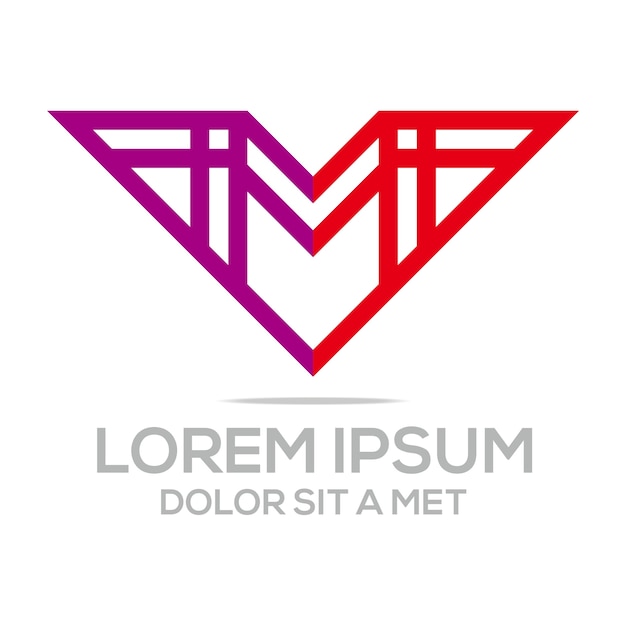 Letra m logo triangle logo template