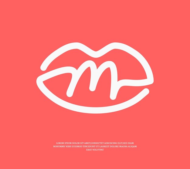 Letra M en logotipo de camiseta de arte lineal