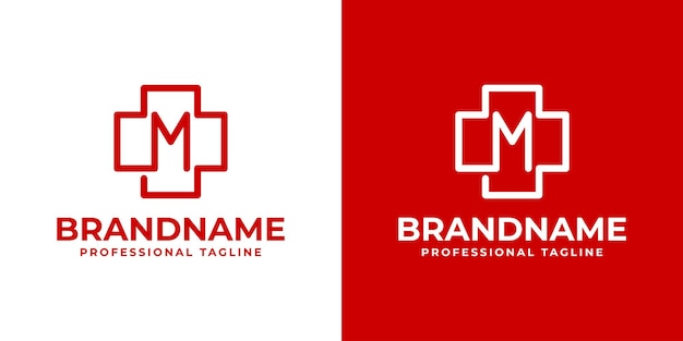 Letra M Logotipo de la cruz médica adecuado para negocios relacionados con la cruz médica o la farmacia con la inicial M