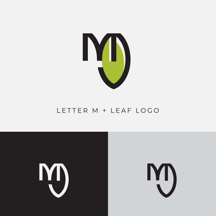 Vector letra m más logotipo de hoja icono simple y limpio