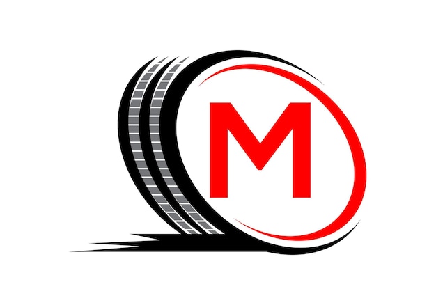 Letra M monograma alfabeto con un concepto de diseño de logotipo de reparación de automóviles de automóviles deportivos