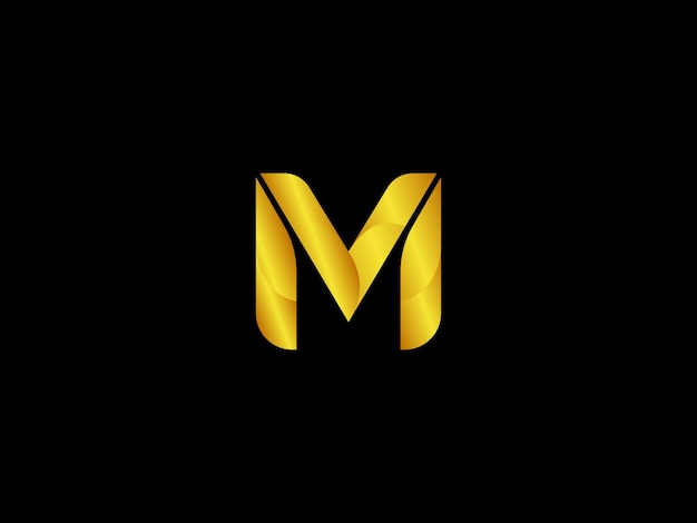 Letra m de oro sobre un fondo negro